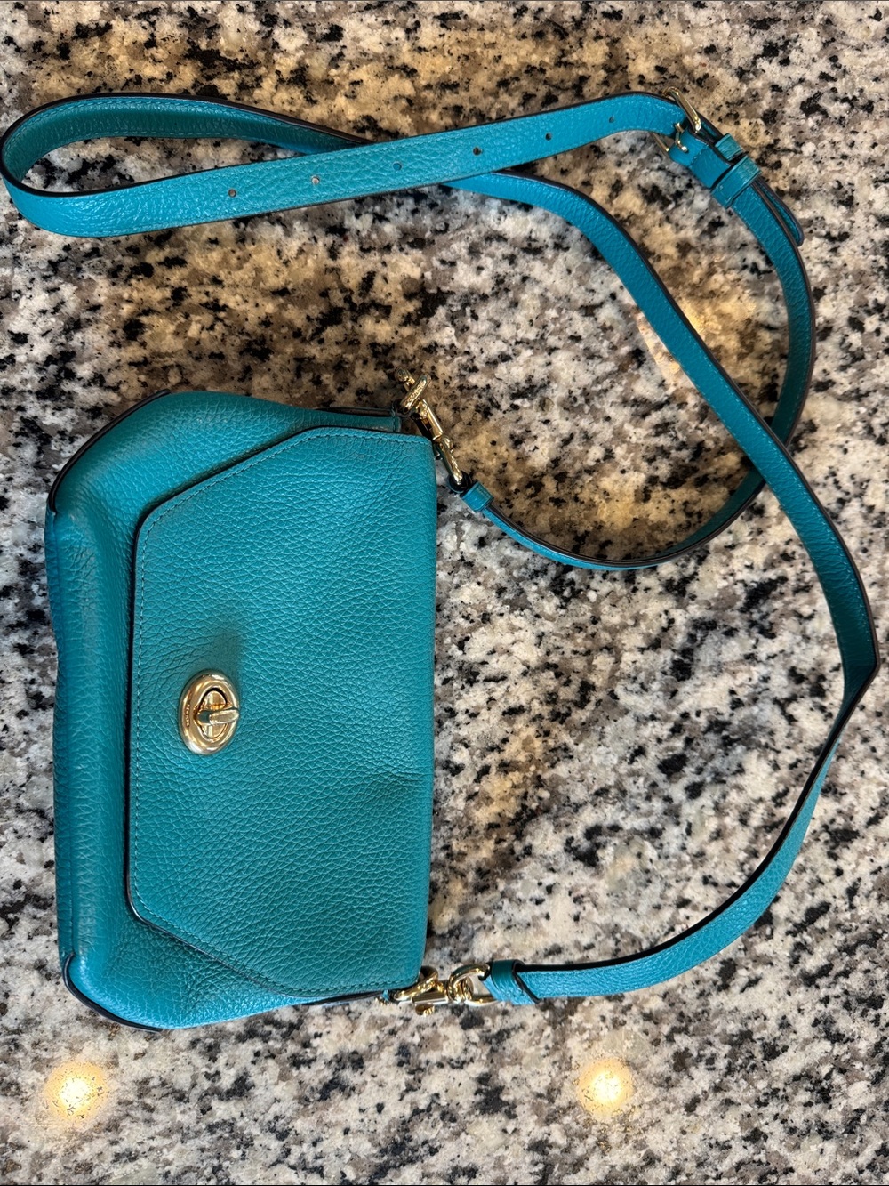 COACH Teal Leather Crossbody Bag with Gold Turn-Lock